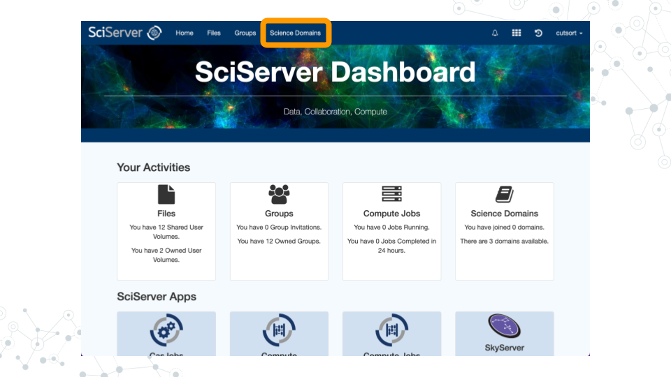Image of SciServer Dashboard