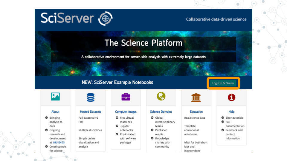 Image of SciServer landing page